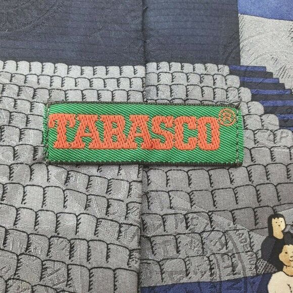 Tabasco Blue Silk Tie Basketball Novelty Wide - Picture 3 of 5